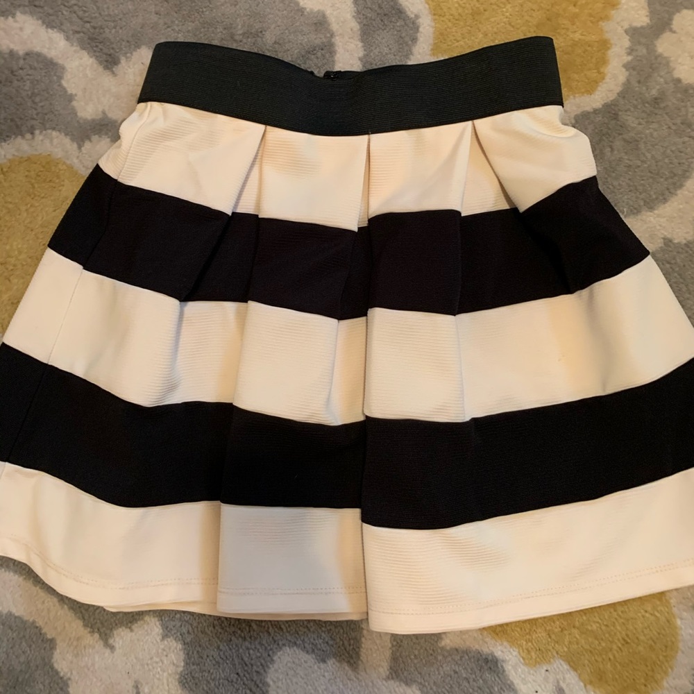 ModCloth she & sky black white striped skirt